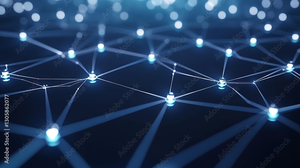Fototapete image depicting a blockchain cryptocurrency transaction network with a focus on technology and innov