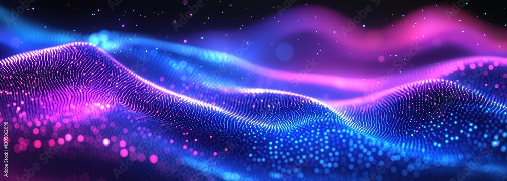 Poster vibrant abstract digital waves with vivid colors and soft light creating an ethereal background for 