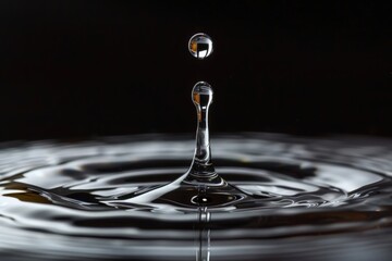 Crystal clear water droplet creating ripples