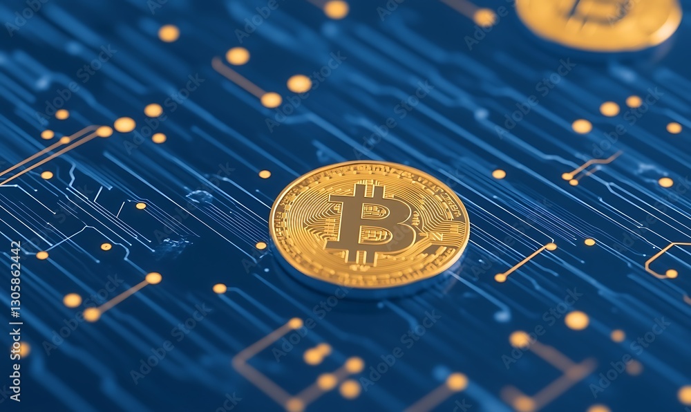 Poster a visual representation of blockchain technology's role in the financial ecosystem with ai integrati