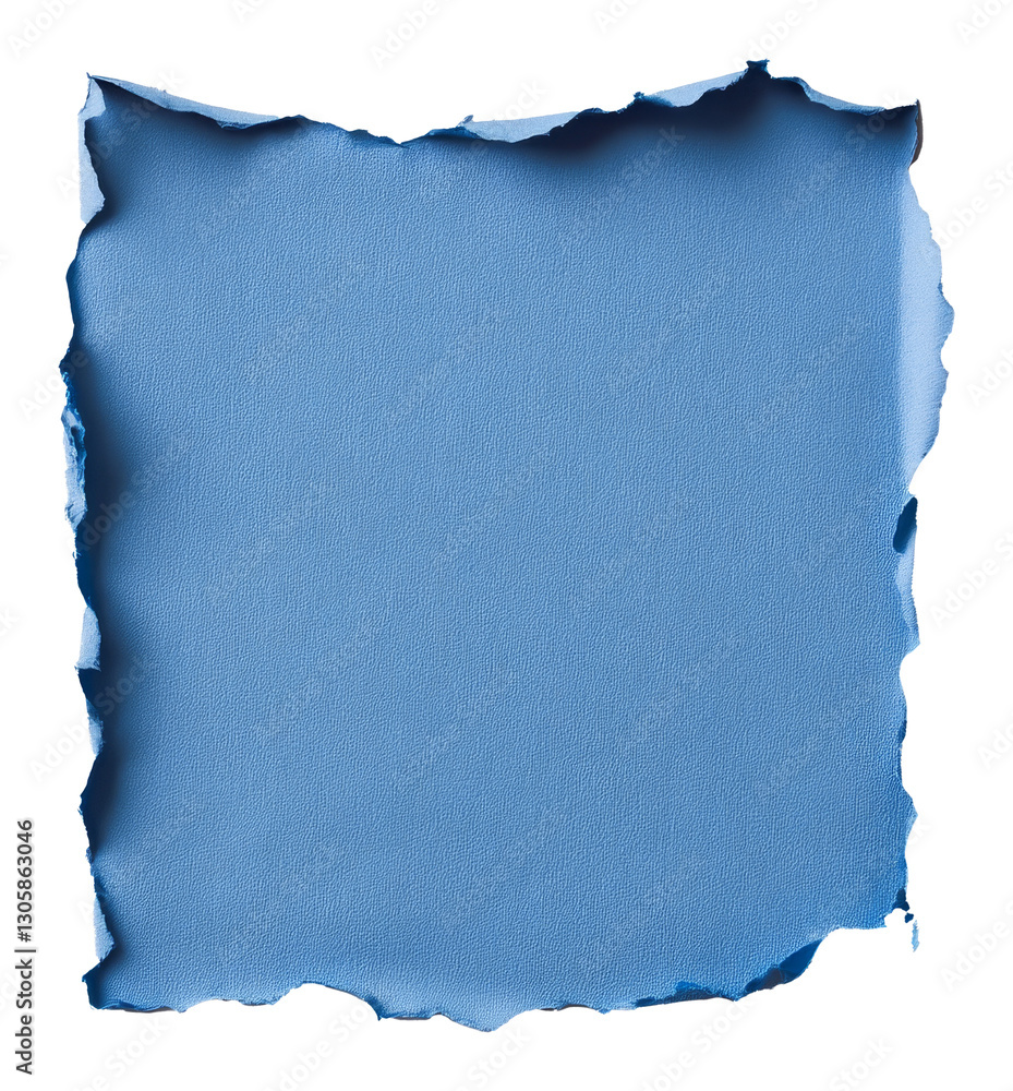 Poster blue textured paper with torn edges creating a square shape. abstract design concept