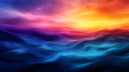 Obraz premium Abstract Colorful Sunset Landscape: Vibrant Hues of a Dreamlike Seascape