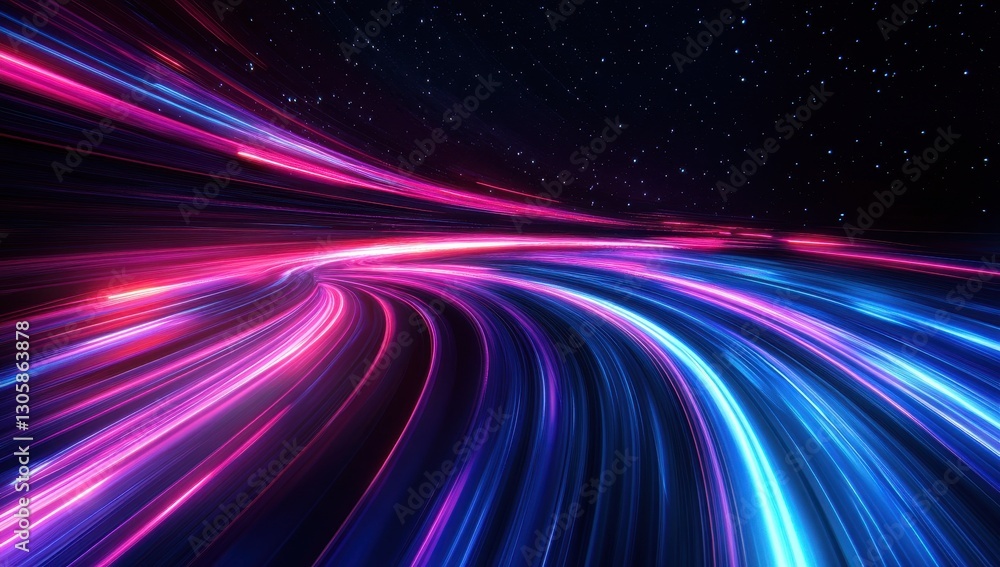 Aufkleber vibrant abstract light trails on dark background with stars in the night sky creating a dynamic and 