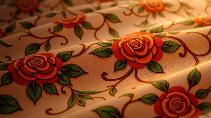 Vintage Damask Rose Textile