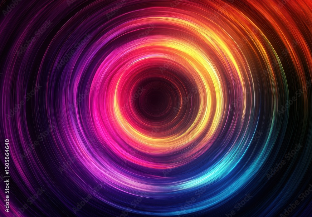 Poster vibrant abstract swirls in circular motion with a blend of bright colors and luminescent effects cre