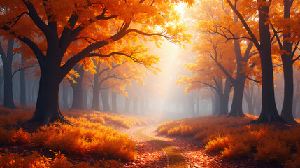 Surreal Forest with Glowing Leaves