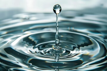 Crystal-clear water droplet with ripples