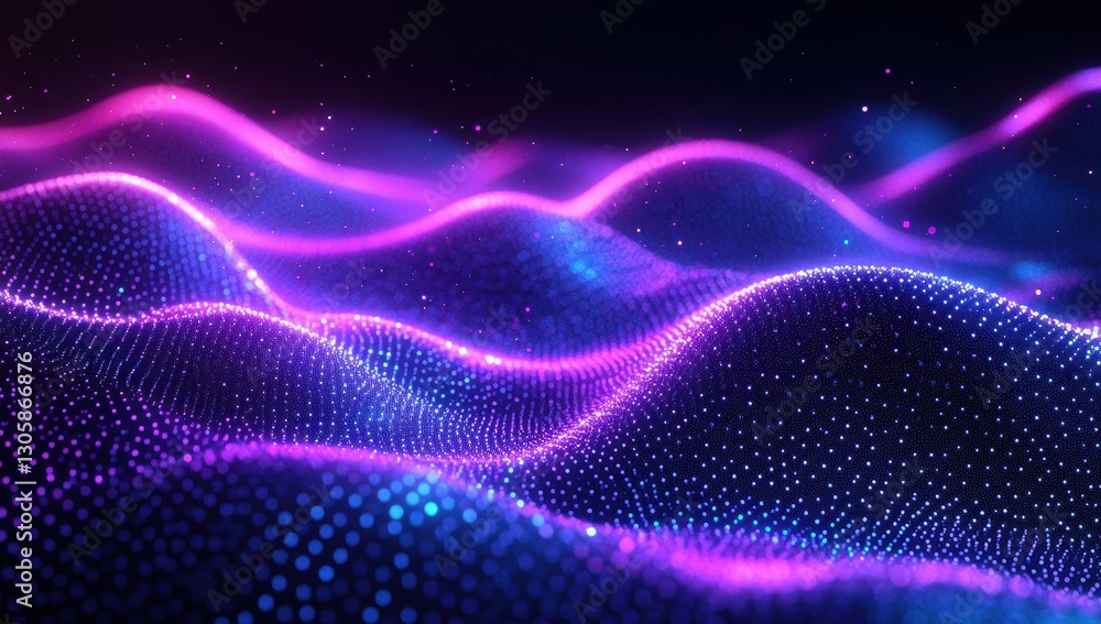 Aufkleber vibrant abstract waves of light in neon colors over a dark background, creating a dynamic and energe