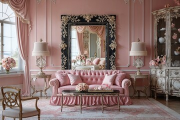 Romantic Blush Pink Decor with Elegant Onyx Distressed Frame