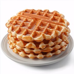 Delicious Homemade Stack of Crispy Golden Waffles with Syrup - Perfect Breakfast or Brunch Culinary Delight