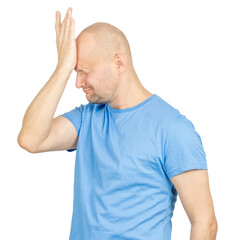 Desperate man slapping forehead expressing regret and frustration