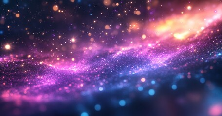 Vibrant Cosmic Space Background with Glittering Stars, Bright Nebulae, and Beautiful Colorful Galaxy Elements in Deep Space