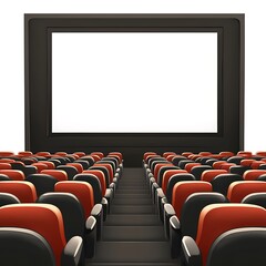 Fototapeta premium Empty Cinema Auditorium with Blank Screen.