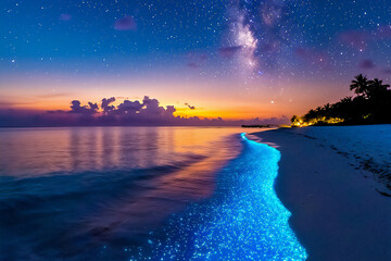 Fototapeta premium maldives spring midnight bioluminescence