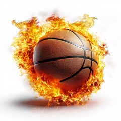Explosive Basketball Action: Flames, Skill, and Athletic Passion on Court