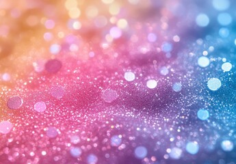 Vibrant Glittery Background with Bokeh Effect in Shades of Pink, Blue, and Gold for Creative and Artistic Projects