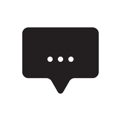 Chat bubble icon. Speech message symbol. Black communication shape. Vector conversation.