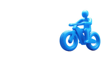 Blue 3D Humanoid Character Riding a Stylized and Minimalist Bicycle Graphic Icon  Conceptual Digital with Clean Futuristic and Dynamic Design
