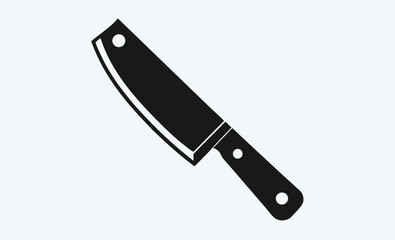 Butcher knife icon, Butcher knife silhouette, meat cutting tool icon