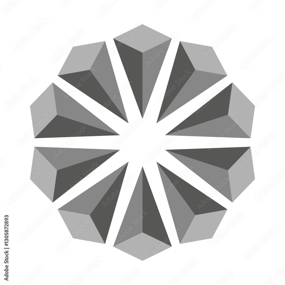 Poster polygonal shape icon. abstract symmetry vector. decorative modern pattern. three-dimensional design.