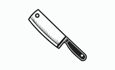 Butcher knife icon, Butcher knife silhouette, meat cutting tool icon