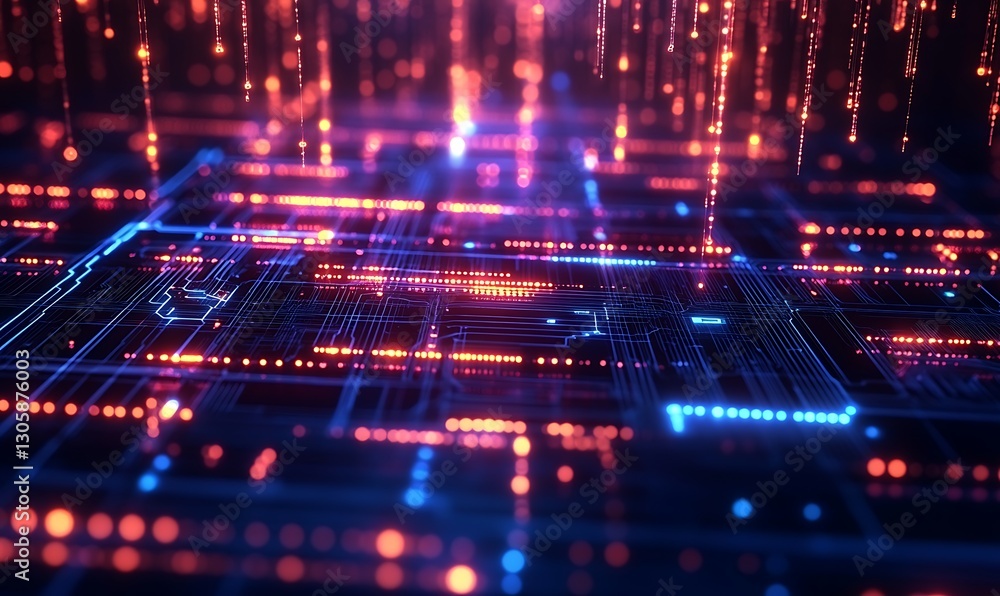 Poster A vibrant image depicting a map of cryptocurrency transactions with a glowing blockchain theme.