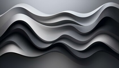 wavy shapes in various shades of gray and light grey, set against a grey gradient background transitioning from dark to light, with subtle grit, grain, and noise effects, perfect for web banners