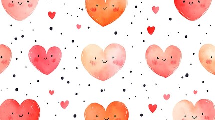Cute hearts pattern on white