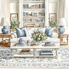 Coastal Living Room Interior Design.