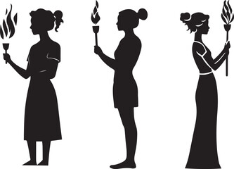 Silhouette of a woman holding a torch vector silhouette