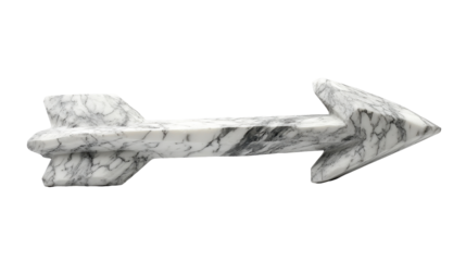Stylish white arrow sculpture made of marble, adding a modern touch to any decor.