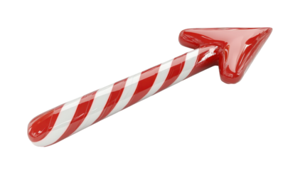 A vibrant red and white striped arrow pointing upwards, symbolizing direction and progress.