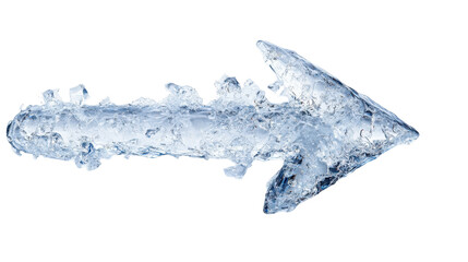 An artistic ice arrow pointing right, showcasing intricate details and a translucent blue tint.