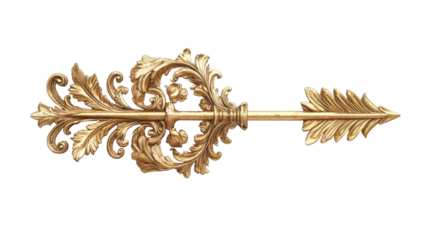 Elegant golden arrow decoration featuring intricate leaf patterns, perfect for adding a touch of luxury to any design.