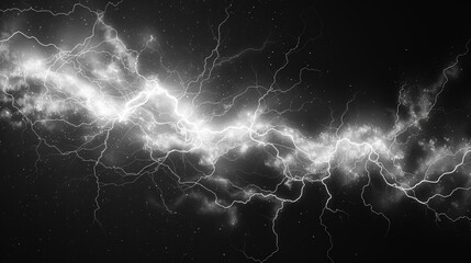 Dramatic lightning bolt in dark background