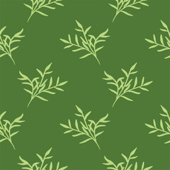botanical floral vector seamless pattern. Floral pattern filled with green leaves