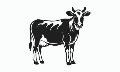 Vintage cow sketch drawing, bull and cow silhouette, vintage beef sketch vector illustration