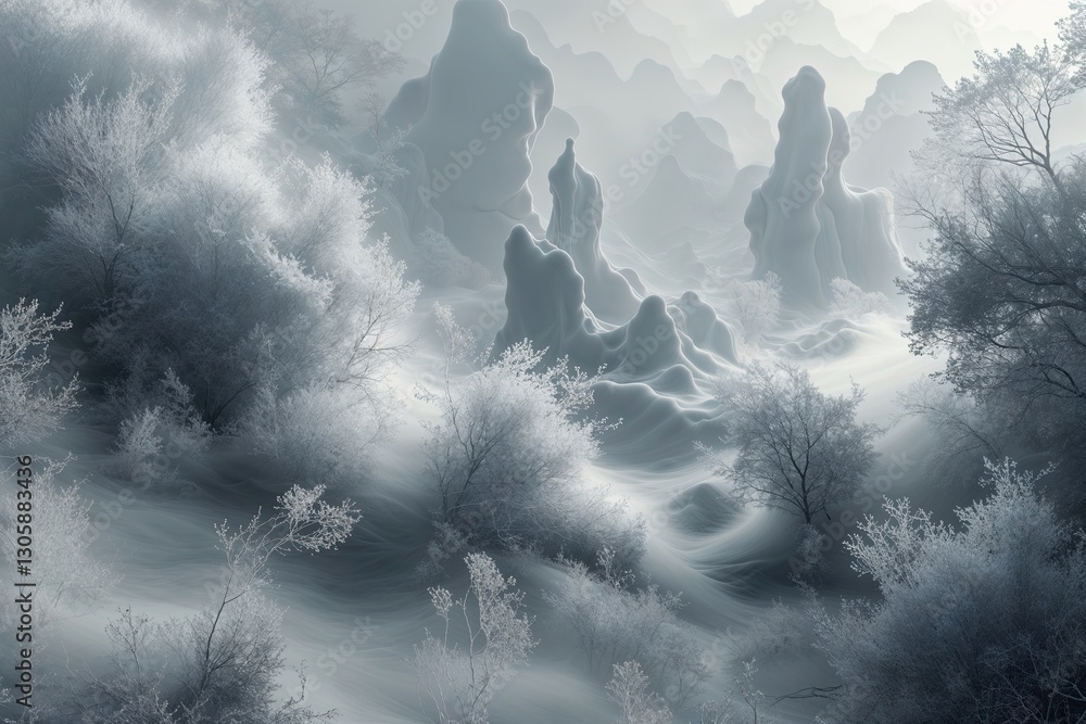 Aufkleber ethereal gray shapes and soft textures in a surreal abstract background