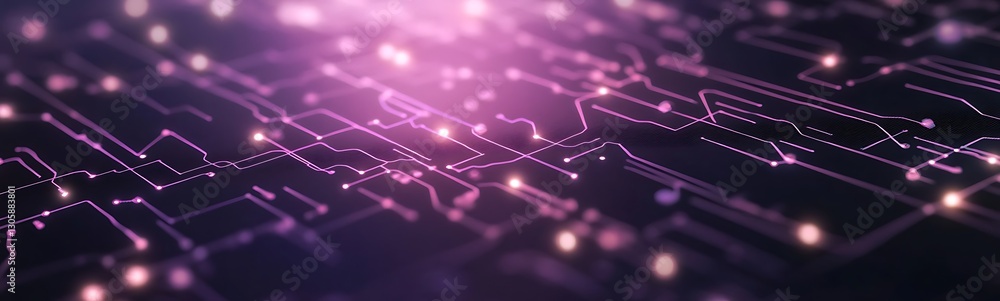 Poster futuristic image of cyber trading revolution featuring glowing elements and vibrant colors.