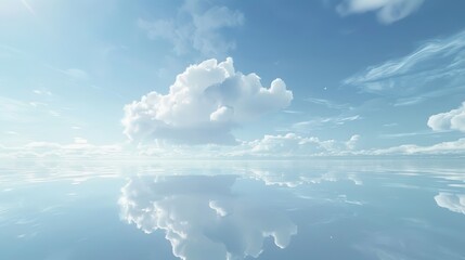Naklejka premium Serene sky with fluffy clouds reflected in water