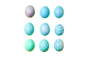 PNG, Easter, set of painted Easter eggs, isolated on white background