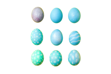 PNG, Easter, set of painted Easter eggs, isolated on white background