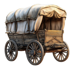 Vintage Wooden Wagon: A Horse-Drawn Frontier Transport