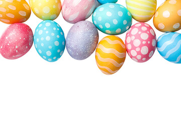 PNG, Easter, set of painted Easter eggs, with space for text, isolated on white background