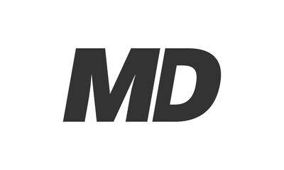 MD Techno Editable Font Logo For Corporate Branding. Bold, Futuristic Design With Unique Typographic Ideas. Minimal Custom Type And Dynamic Letter