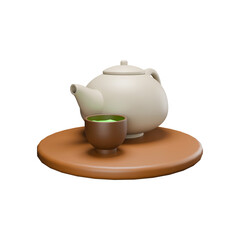 3D icon render Japanese green tea 