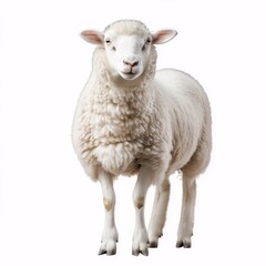 Fototapeta premium Adorable Sheep in Pasture: White Wool Livestock and Sustainable Farming Practices in Rural Agriculture