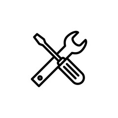 Tools icon logo design. tool sign and symbol. setting icon. Wrench and screwdriver. Service, repair