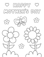 happy mother's day easy design for coloring. you can print it on standard 8.5x11 inch paper