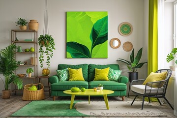Lime Green Canvas Art for Bright Colorful Home Decor and Interior Design